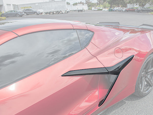 2020+ CHEVROLET CORVETTE C8 Z06/ E-RAY | CARBON FIBER SIDE FENDER VENT DOOR HANDLE TRIM PAIR